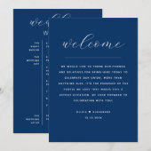 Invitation Calendrier de week-end Deep Blue | Mariage Navy Na (Devant / Derrière)