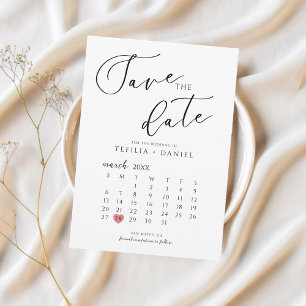 Invitation Calendrier Élégant Minimaliste d'Annonce de Date