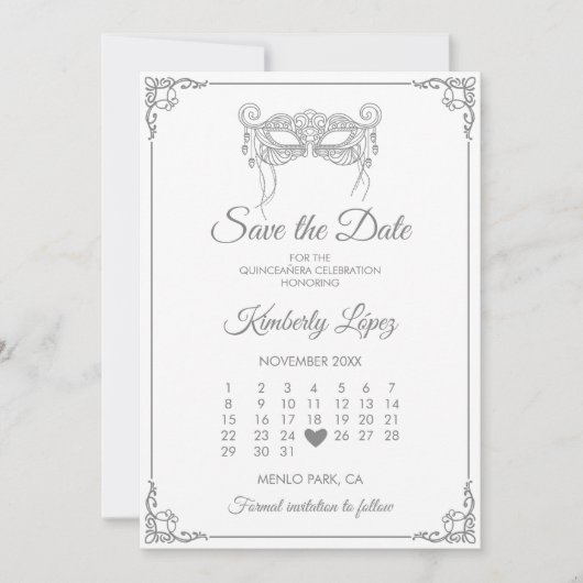 Invitation Calendrier Enregistrer la date (Devant)