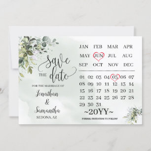 Invitation Calendrier enregistrer la date Eucalyptus verdure