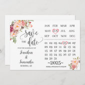 Invitation calendrier enregistrer la date Jour de mariage ros (Devant / Derrière)