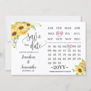 Invitation calendrier enregistrer la date tournesol jour de m