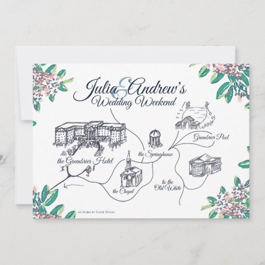 Invitation Calendrier final du week-end de mariage de Greenbr (Devant)