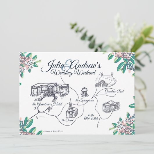 Invitation Calendrier final du week-end de mariage de Greenbr (Debout devant)