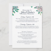 Invitation Calendrier final du week-end de mariage de Greenbr (Dos)