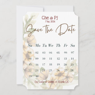 Invitation Calendrier floral Enregistrez la date
