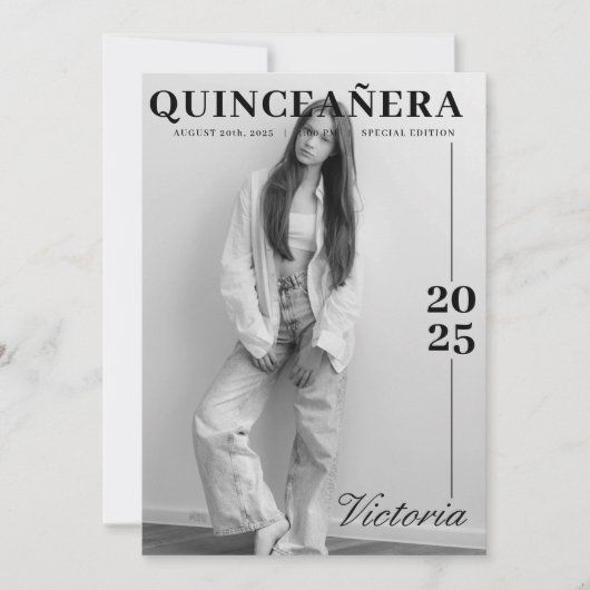 Invitation Calendrier magazine quinceañera enregistrer la dat (Devant)