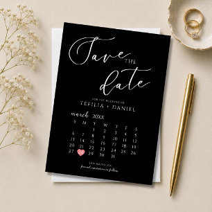 Invitation Calendrier minimaliste noir et blanc pour Sauvegar