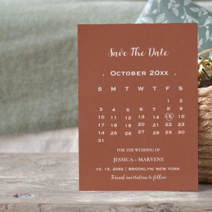 Invitation Calendrier moderne en terre cuite non photo enregi