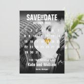 Invitation Calendrier photo Modern Gold Heart Enregistrer la  (Debout devant)