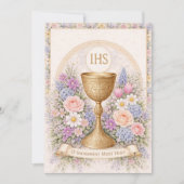 Invitation Calice de la Première Communion Hostie Florale  (Devant)