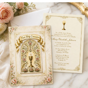Invitation Calice de première communion solennelle traditionn