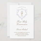 Invitation calice hostie de première communion catholique (Devant)