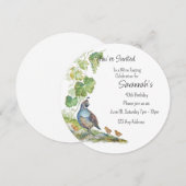 Invitation Calif Quail Bird Vineyard Wine Tasting Birthday (Devant / Derrière)