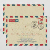 Invitation California / UK Antique Airmail | Mariage (Devant / Derrière)