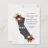 Invitation Californie State Floral Serez-Vous Ma Fille Fleur (Dos)