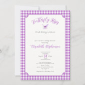 Invitation Câlins de papillon violet double face pour les vœu (Devant)