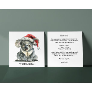 Invitation Câlins du premier Noël de Koala, personnalisé