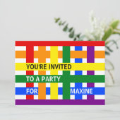 Invitation Câlins Mondial de Paix Abstrait Rayures Colorées F (Debout devant)