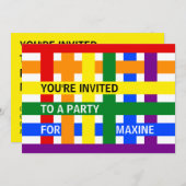 Invitation Câlins Mondial de Paix Abstrait Rayures Colorées F (Devant / Derrière)