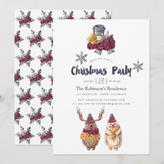 Invitation Câlins Ours Mignons Noël Fête de Noël (Devant / Derrière)