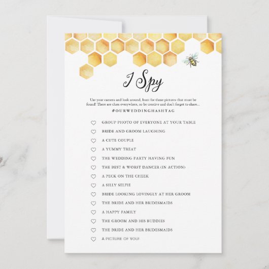Invitation CALLA Bee I Spy Mariage Game Card (Devant)