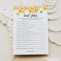 CALLA Bee Papa plaisante Baby shower Game Card