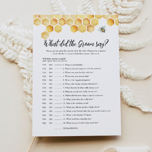 Invitation CALLA Bee Qu'Est-Ce Qui A Dit La Groom Game Card