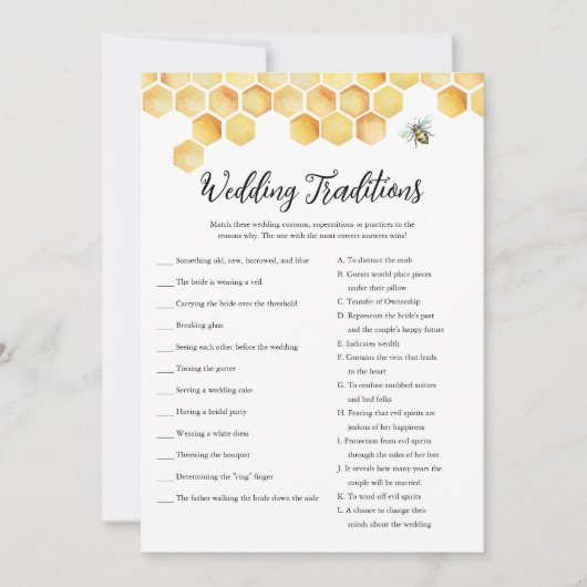 Invitation CALLA Bee Traditions Mariages Fête des mariées Jeu (Devant)