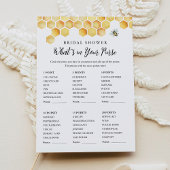 Invitation CALLA Bee What's In Your Purse Shower Game Card