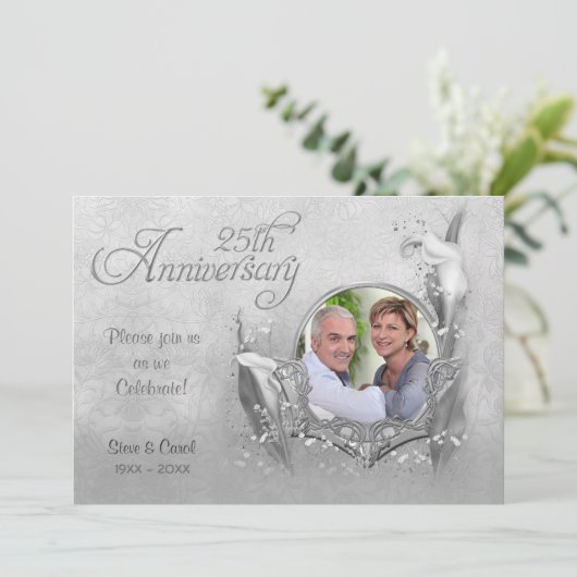 Invitation Calla d'argent 25e anniversaire de mariage (Debout devant)