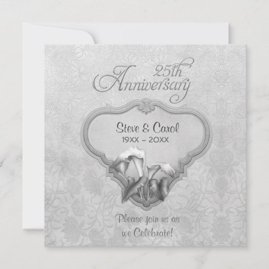 Invitation Calla d'argent 25e anniversaire de mariage (Devant)