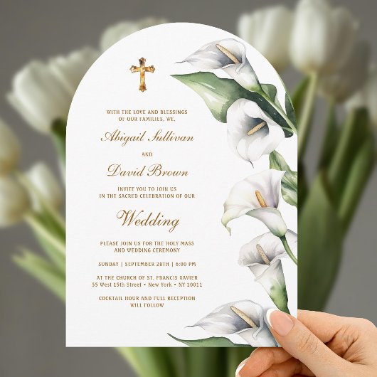 Invitation Calla Lilies Arch Religious Wedding