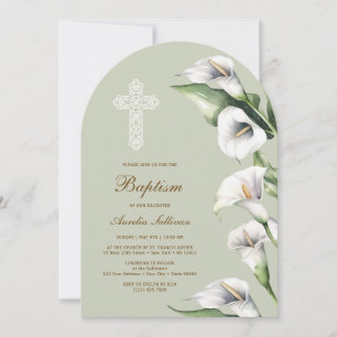 Invitation Calla Lilies sur une arche vert sauge Baptême