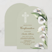 Invitation Calla Lilies sur une arche vert sauge Confirmation (Devant / Derrière)
