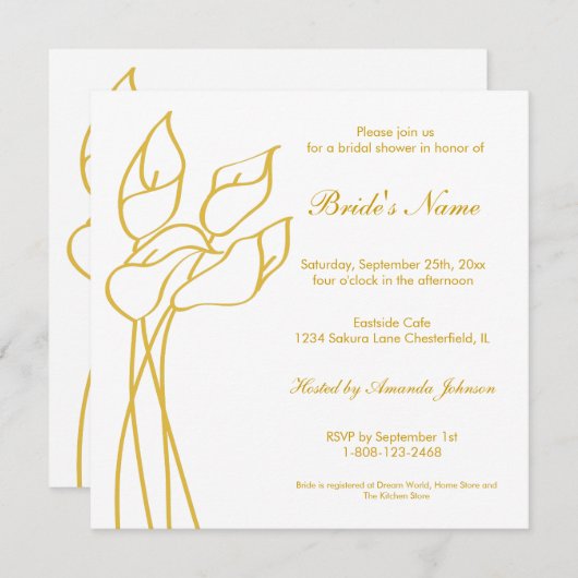 Invitation Calla Lily (Devant / Derrière)