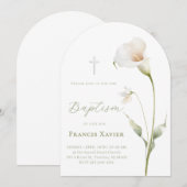 Invitation Calla lily Baptême (Devant / Derrière)