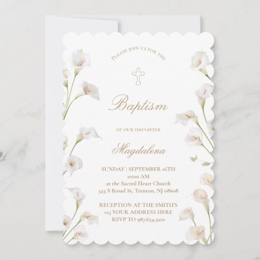 Invitation Calla lily | Baptême (Devant)
