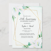 Invitation Calla Lily Blanc Géométrique 25e Anniversaire (Devant)