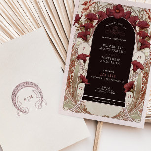 Invitation Calla Lily de Bourgogne Mariage Art Nouveau Mucha