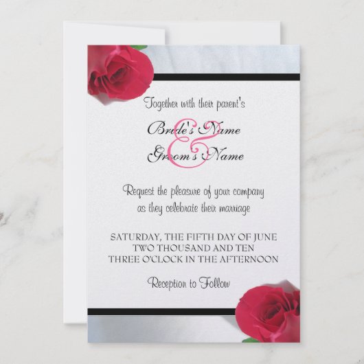 Invitation Calla Lily/Faire-part de mariage Rose (Devant)