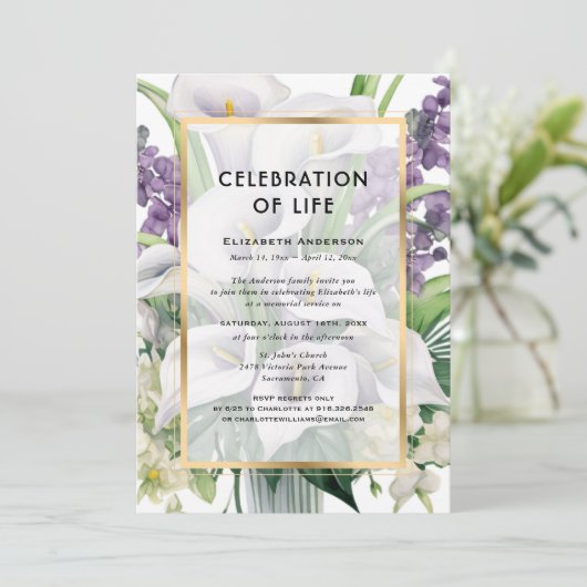 Invitation Calla Lily fête la vie (Debout devant)