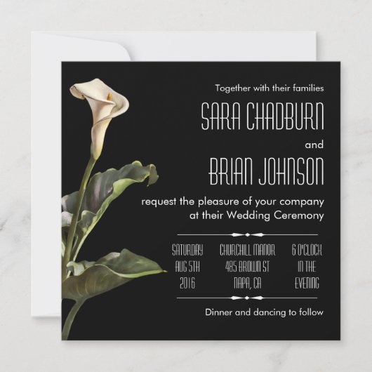Invitation Calla Lily Floral Moderne (Devant)