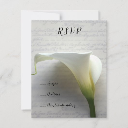 Invitation Calla lily sur l'ancienne écriture rsvp (Devant)