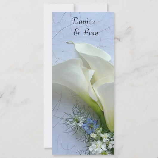 Invitation Calla lys avec nigella et fleurs stocks (Dos)
