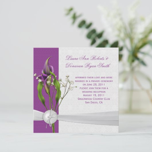 Invitation Calla Lys blanc Damask Post Mariage (Debout devant)
