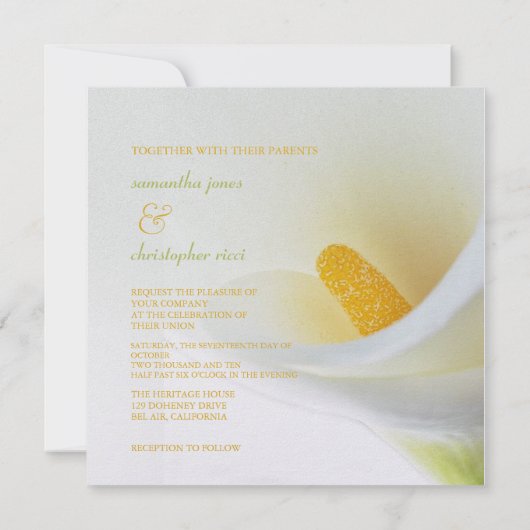 Invitation Calla Lys/Invitations de mariage (Dos)