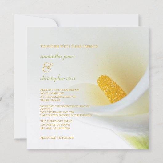 Invitation Calla Lys/Invitations de mariage (Dos)