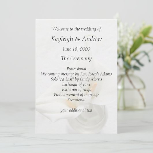 Invitation Calla ment sur un mariage arrière - plan texturé (Debout devant)