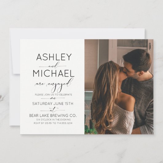 Invitation Calligraphie 2 Photo QR Code Engagement Party (Devant)